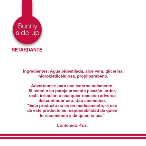 Lubricante Sunny Side Up Retardante 4oz - Imagen 2